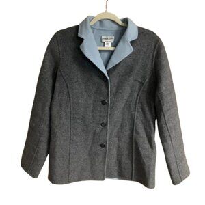 Pendleton Gray Light Blue Reversible Women's Small Button Down Cardigan EUC